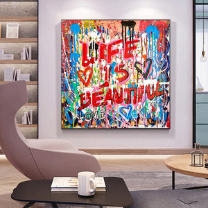 Graffiti Follow Your Dreams Canvas Wall Art-Wall Posters