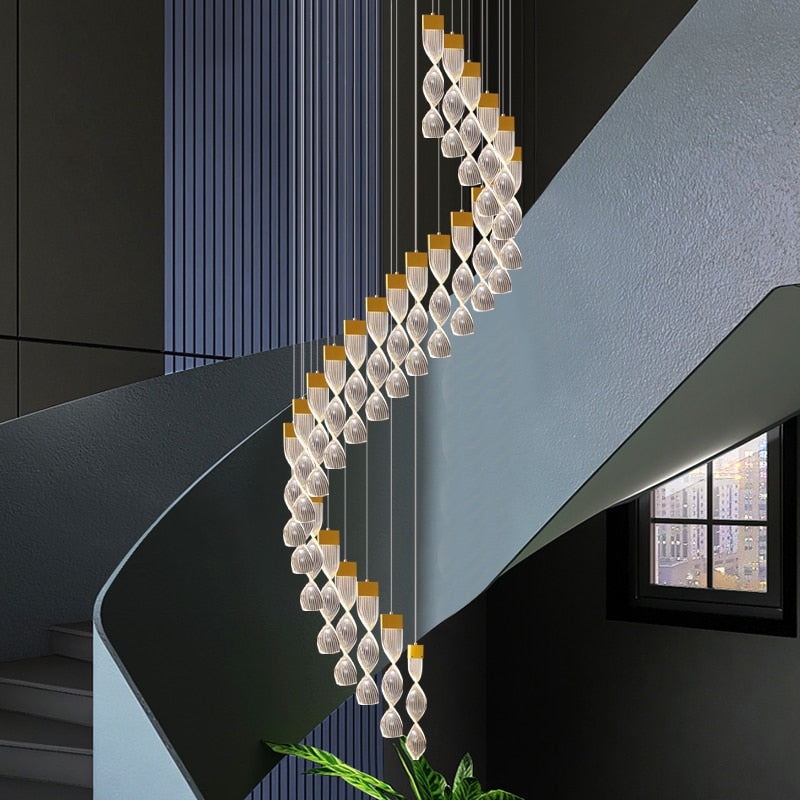 Grand Twirl Staircase Chandelier: Premium Lighting Solution-Staircase Chandelier