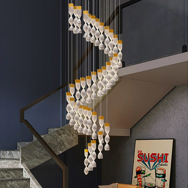 Grand Twirl Staircase Chandelier: Premium Lighting Solution-Staircase Chandelier