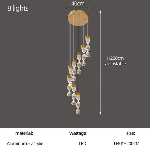 Grand Twirl Staircase Chandelier: Premium Lighting Solution-Staircase Chandelier