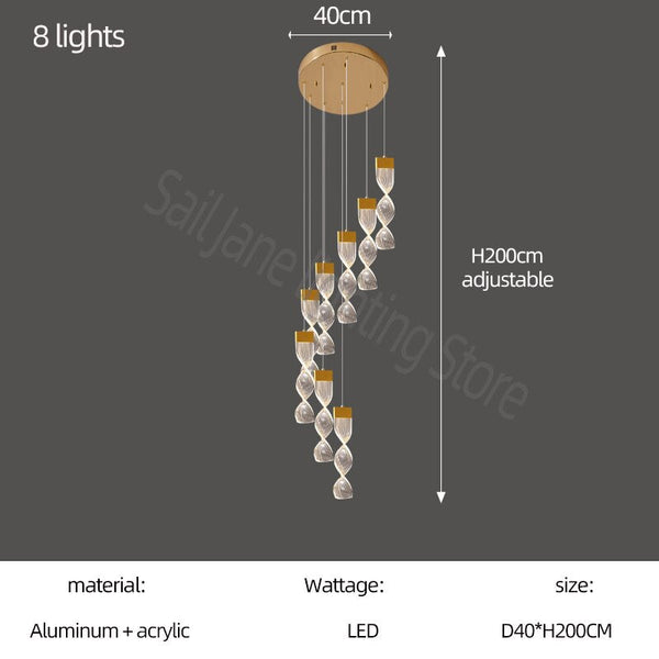 Grand Twirl Staircase Chandelier: Premium Lighting Solution-Staircase Chandelier