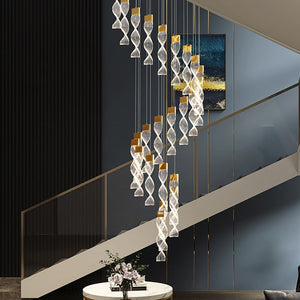 Grand Twirl Staircase Chandelier: Premium Lighting Solution-Staircase Chandelier