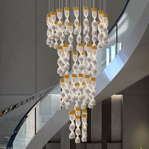 Grand Twirl Staircase Chandelier: Premium Lighting Solution-Staircase Chandelier