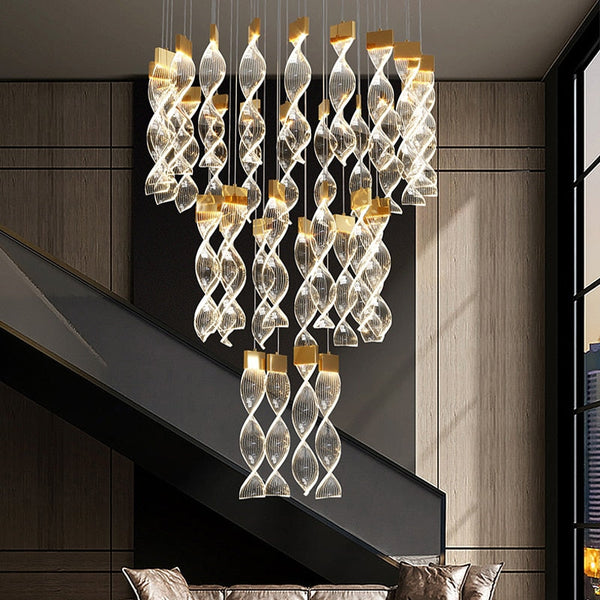 Grand Twirl Staircase Chandelier: Premium Lighting Solution-Staircase Chandelier