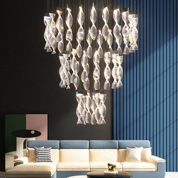 Grand Twirl Staircase Chandelier: Premium Lighting Solution-Staircase Chandelier
