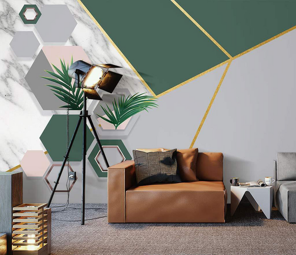 Green Geometric Shapes Wallpaper Murals-Geometric Shapes Wallpaper