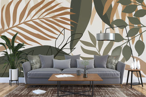 Green Leaves Wallpaper Mural - Transform Your Space-Flower & Leaf Wallpaper
