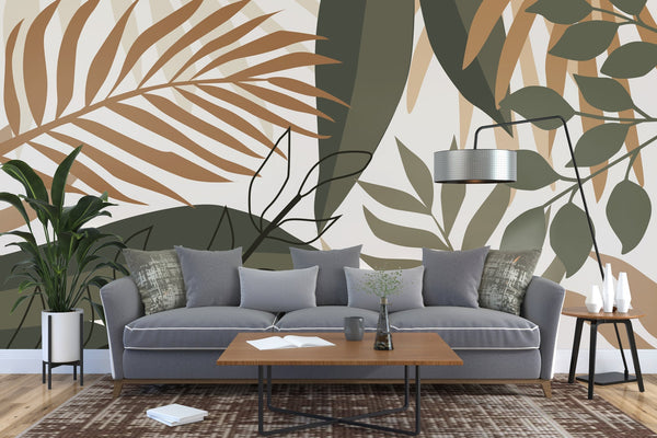 Green Leaves Wallpaper Mural - Transform Your Space-Flower & Leaf Wallpaper
