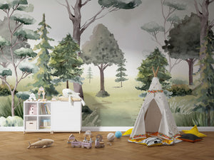 Green Trees Wallpaper Mural: Beautify Your Space-Trees Wallpaper