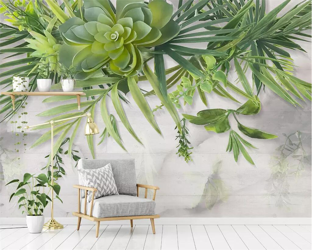 Greenery Wallpaper Mural: Effortless Nature-Inspired Beauty-Flower & Leaf Wallpaper