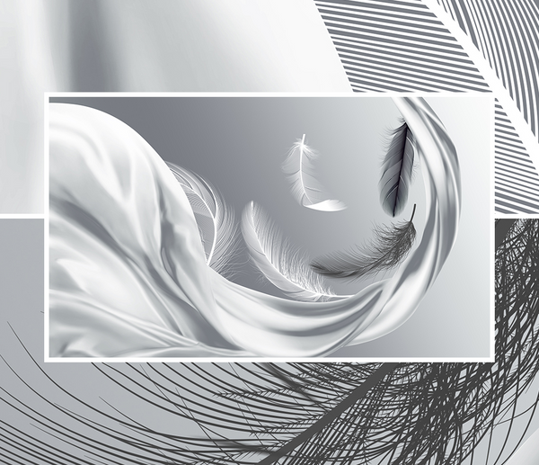 Grey Feathers Wallpaper Murals-Marble Design Wallpaper