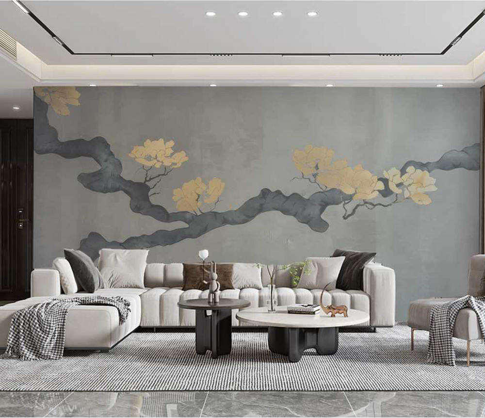 Grey Gold Tree Trunk Wallpaper Murals - Stunning Design-Trees Wallpaper