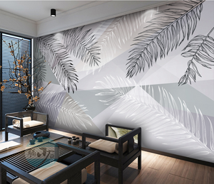 Grey Long Leafs Wallpaper Murals-Flower & Leaf Wallpaper