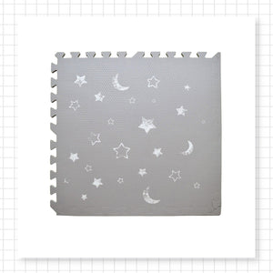 Grey Moon &amp; Star Puzzle Mat Tiles – Soft Foam Interlocking Baby Play Mat-Toddler Play Mats