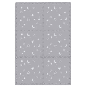 Grey Moon &amp; Star Puzzle Mat Tiles – Soft Foam Interlocking Baby Play Mat-Toddler Play Mats