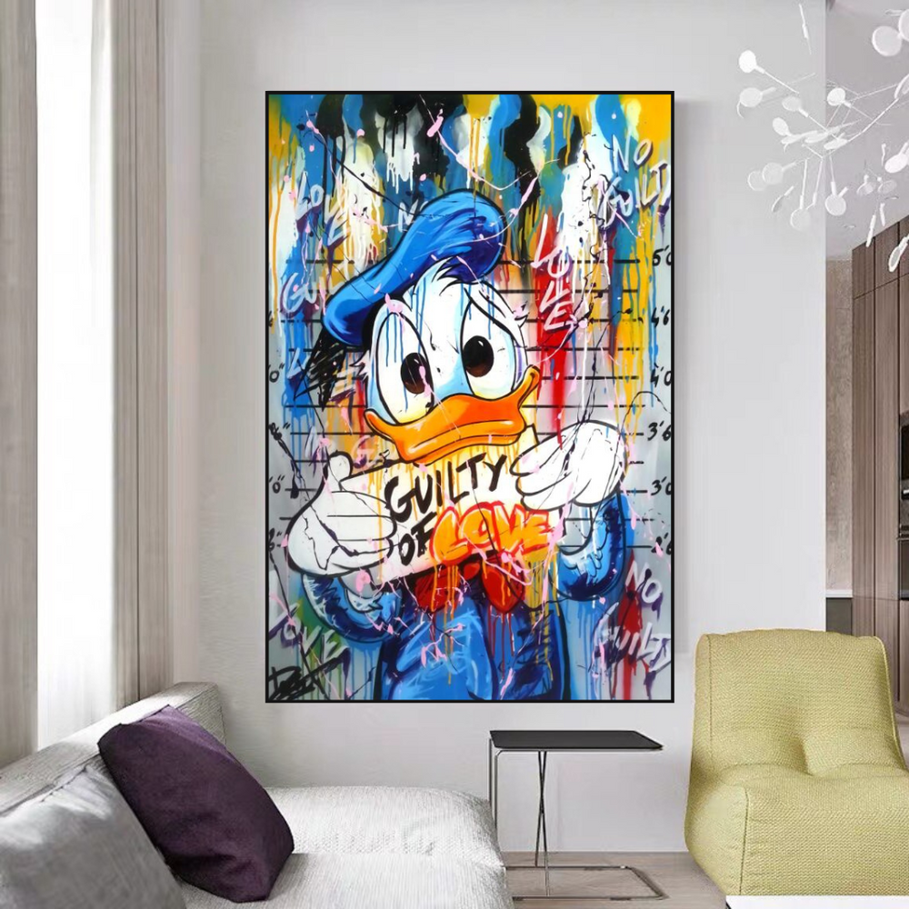 Guilty of Love: Donald Duck Canvas Wall Art-Wall Posters