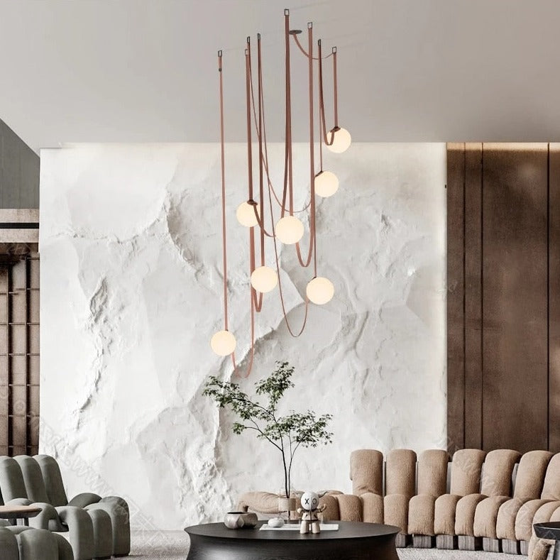 Hanging Belt Globes Chandelier-Staircase Chandelier