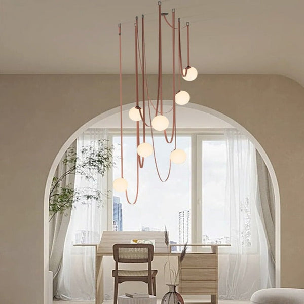 Hanging Belt Globes Chandelier-Staircase Chandelier