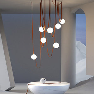 Hanging Belt Globes Chandelier-Staircase Chandelier