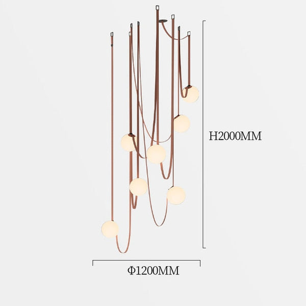 Hanging Belt Globes Chandelier-Staircase Chandelier