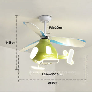 Helicopter Ceiling Light and Fan for Kids Room-Kids Room Nursery Lighting