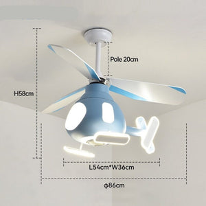 Helicopter Ceiling Light and Fan for Kids Room-Kids Room Nursery Lighting