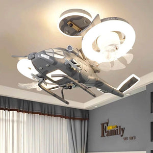 Helicopter with 2 fans Rotatable Kids Ceiling Light-Kids Room Nursery Lighting