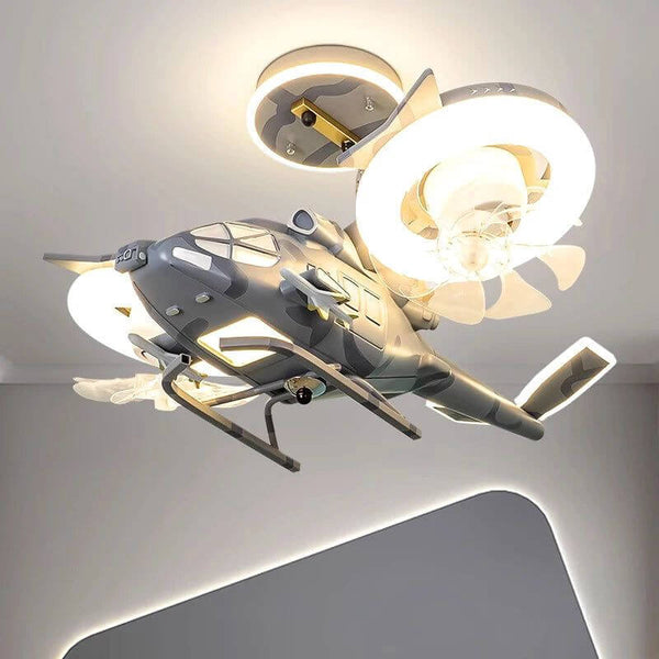 Helicopter with 2 fans Rotatable Kids Ceiling Light-Kids Room Nursery Lighting