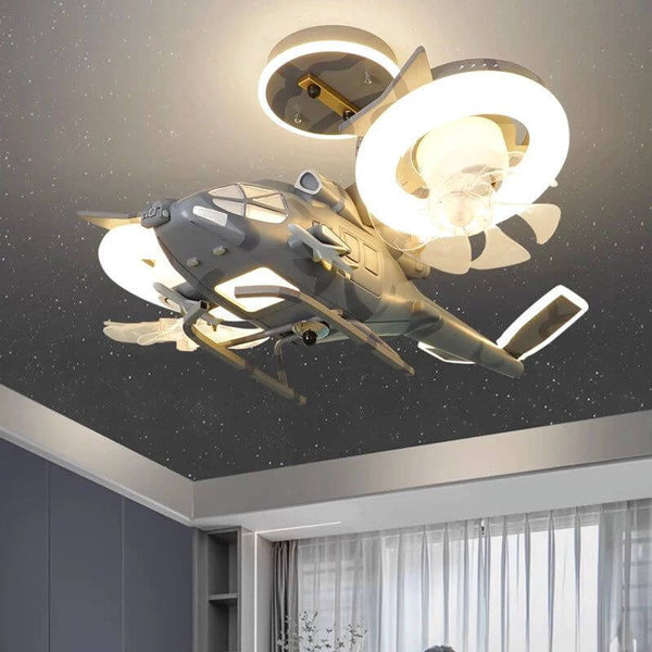 Helicopter with 2 fans Rotatable Kids Ceiling Light-Kids Room Nursery Lighting