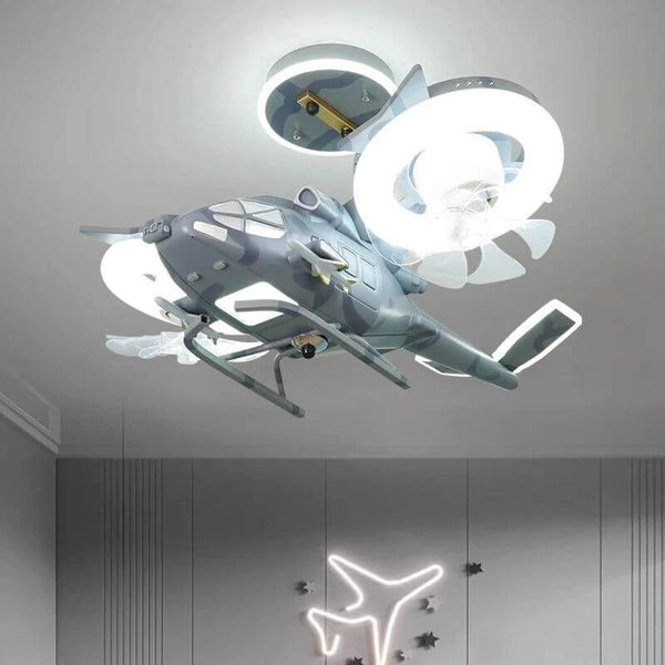 Helicopter with 2 fans Rotatable Kids Ceiling Light-Kids Room Nursery Lighting