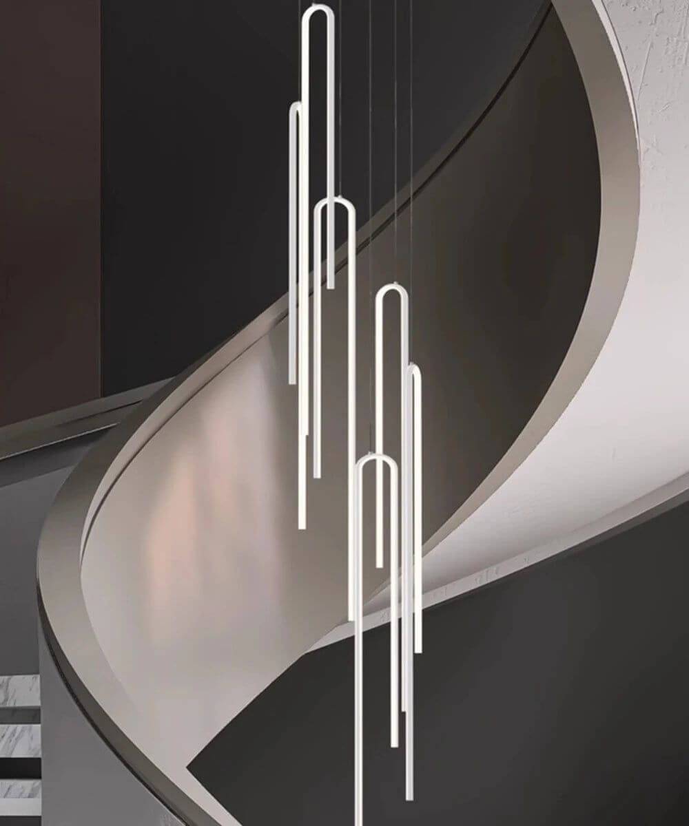 Hooked Bars Linear Staircase Chandelier Lighting-Staircase Chandelier