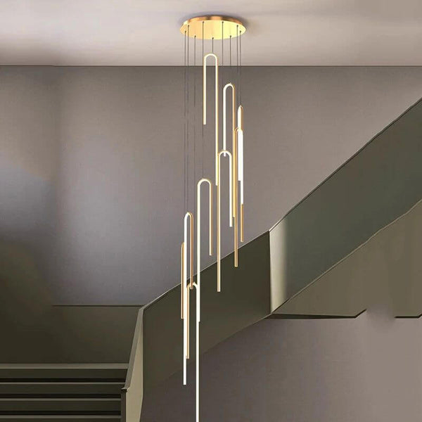 Hooked Bars Linear Staircase Chandelier Lighting-Staircase Chandelier