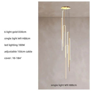Hooked Bars Linear Staircase Chandelier Lighting-Staircase Chandelier