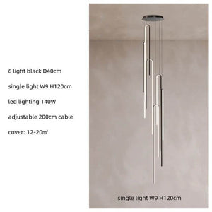 Hooked Bars Linear Staircase Chandelier Lighting-Staircase Chandelier