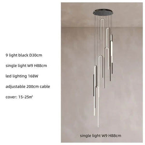 Hooked Bars Linear Staircase Chandelier Lighting-Staircase Chandelier