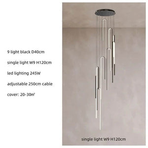 Hooked Bars Linear Staircase Chandelier Lighting-Staircase Chandelier