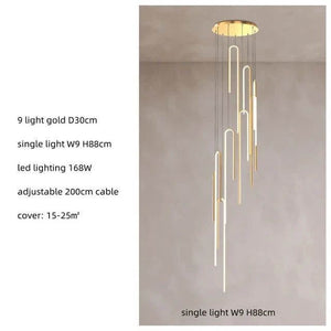 Hooked Bars Linear Staircase Chandelier Lighting-Staircase Chandelier