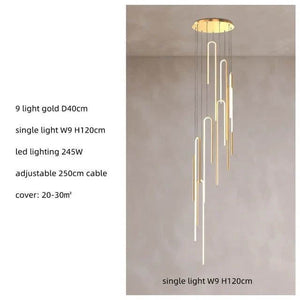 Hooked Bars Linear Staircase Chandelier Lighting-Staircase Chandelier