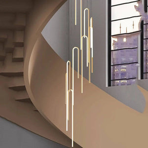 Hooked Bars Linear Staircase Chandelier Lighting-Staircase Chandelier