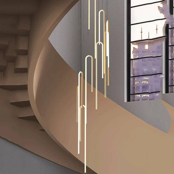 Hooked Bars Linear Staircase Chandelier Lighting-Staircase Chandelier