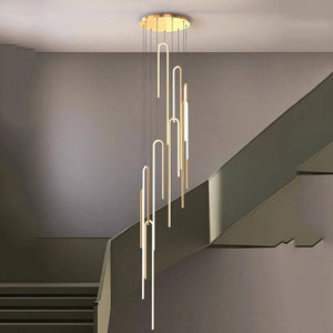 Hooked Bars Linear Staircase Chandelier Lighting-Staircase Chandelier