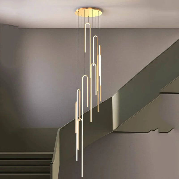 Hooked Bars Linear Staircase Chandelier Lighting-Staircase Chandelier