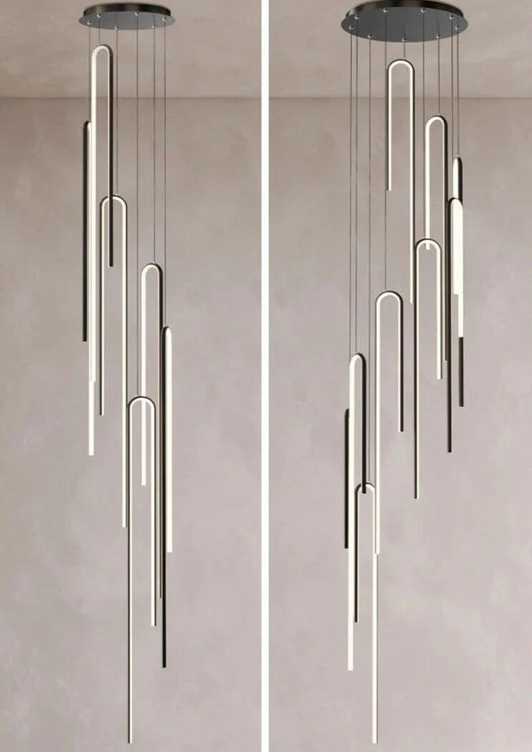 Hooked Bars Linear Staircase Chandelier Lighting-Staircase Chandelier