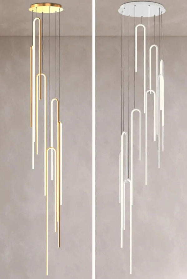 Hooked Bars Linear Staircase Chandelier Lighting-Staircase Chandelier