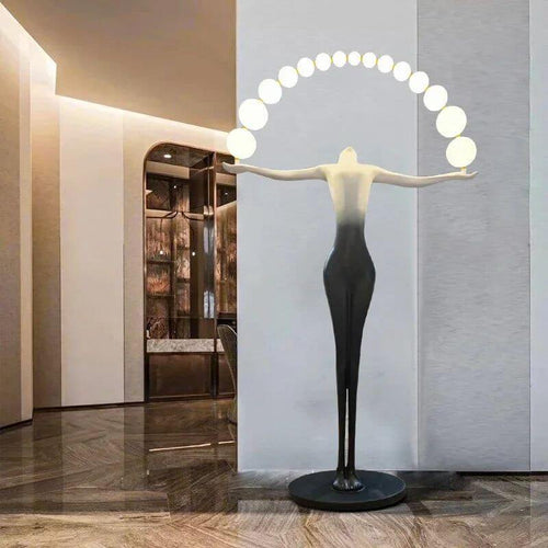 Humanoid Sculpture Holding Ball Floor Lamp-Floor Lamp