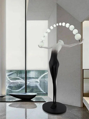 Humanoid Sculpture Holding Ball Floor Lamp-Floor Lamp