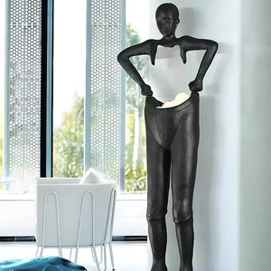 Humanoid Sculpture Holding Floor Lamp-Floor Lamp