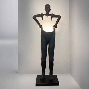 Humanoid Sculpture Holding Floor Lamp-Floor Lamp