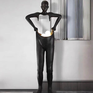Humanoid Sculpture Holding Floor Lamp-Floor Lamp