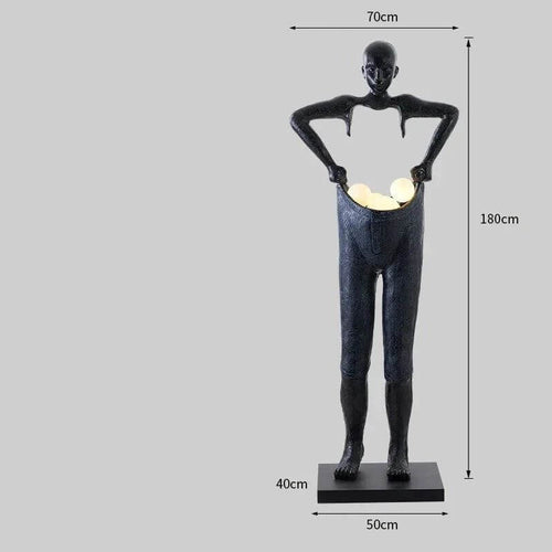 Humanoid Sculpture Holding Floor Lamp-Floor Lamp